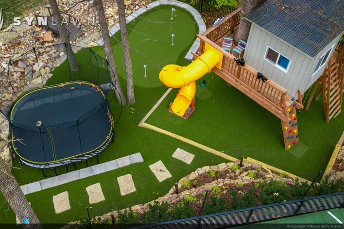 SYNLawn Miami FL residential backyard treehouse trampoline